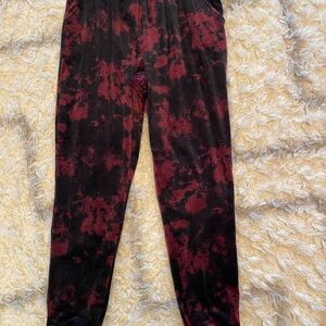 Girls Red and Black Tie-Dye velour Joggers